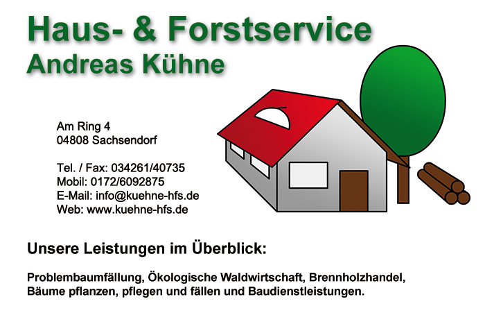 Visitenkarte Haus- & Forstservice Andreas Kühne